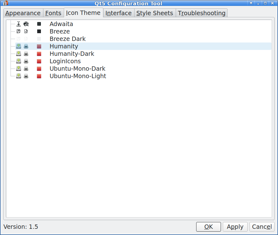 Selecting an icon theme