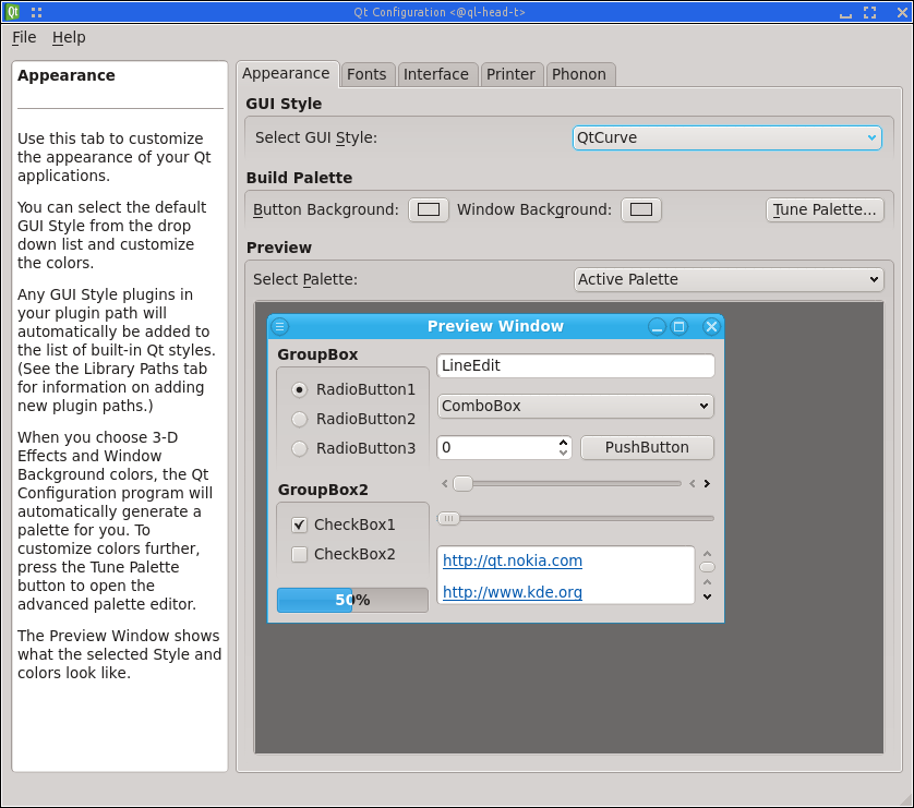 Selecting a widget style