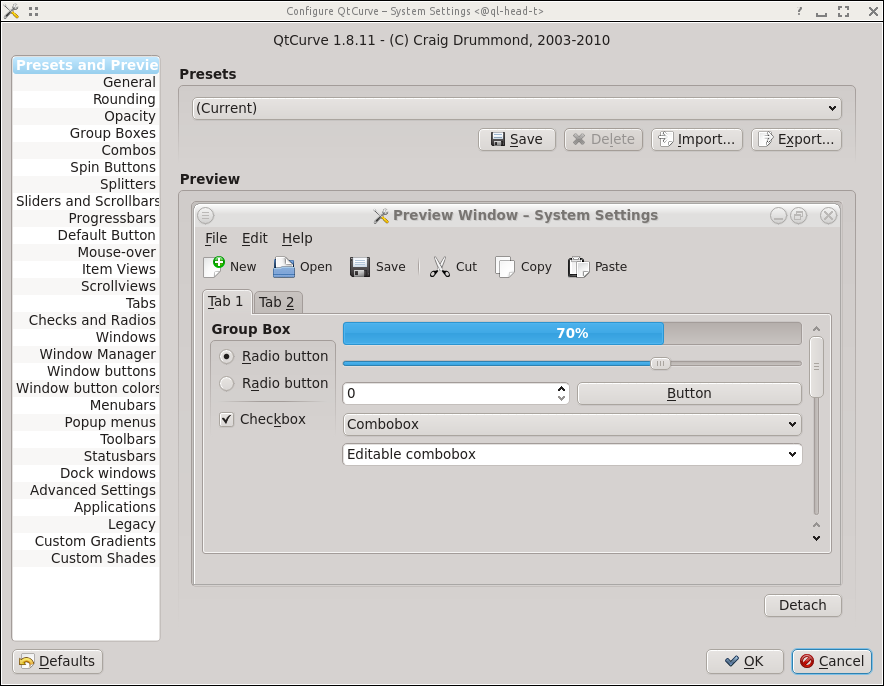 Customizing the QtCurve widget style