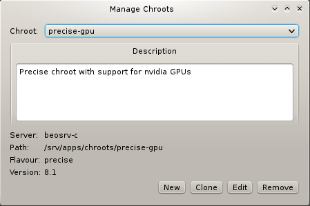 The Manage Chroot dialog