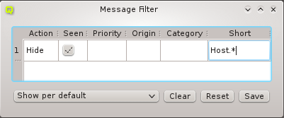 Configuring the Short filter