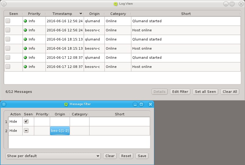 The message filter editor