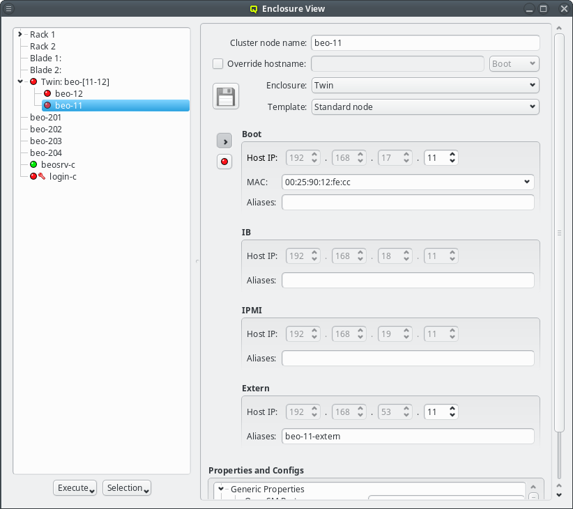All network definitions of a host