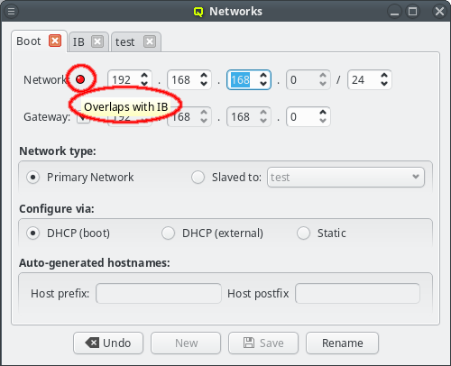 Invalid network configuration
