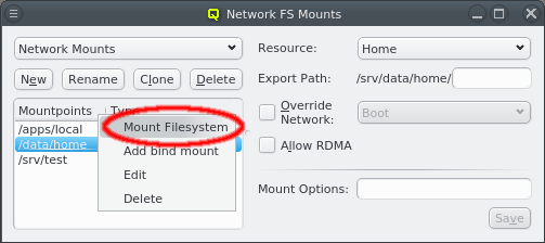 Adding/deleting a mount