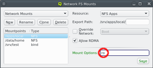 Setting custom mount options