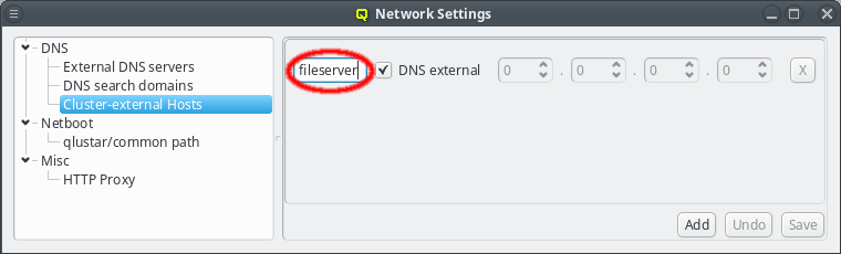 Editing a cluster-external host