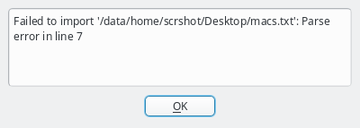 Failure to import MACs