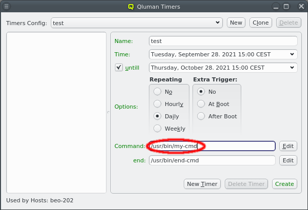 Editing the command for timers