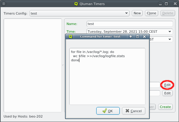 Editing the command for timers