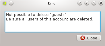 Trying to delete a non-empty Account.
