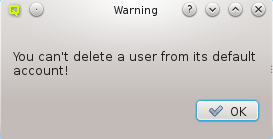 Error when removing from default Account.