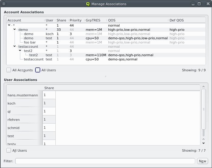 Manage Slurm Associations