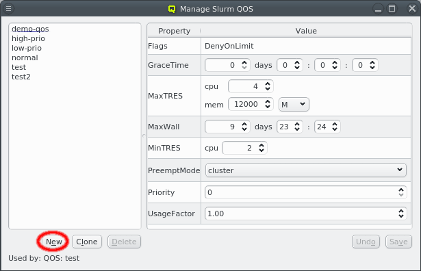 Creating a new QoS config