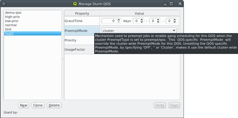 Tooltip for QoS properties
