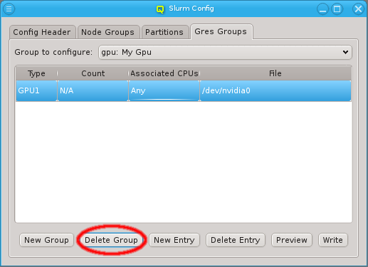 Deleting a Slurm Gres group