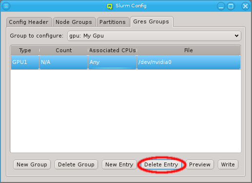 Deleting a Gres entry