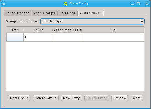 Adding a Gres entry