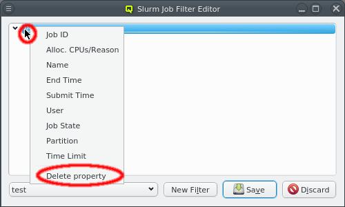 Removing a filter property.