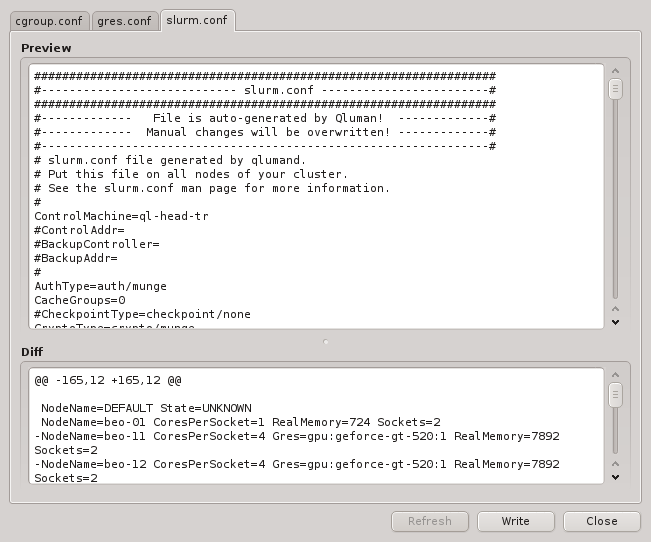 Previewing the slurm config files
