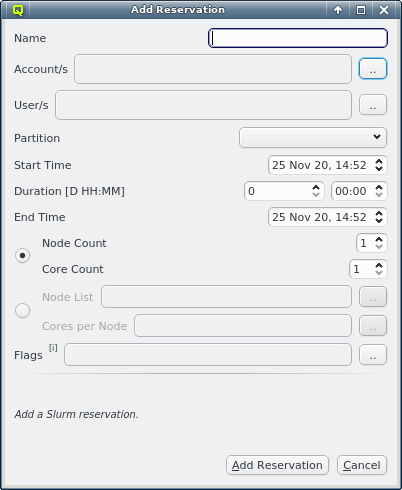Creating a new Reservation.