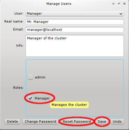 Setting properties of a QluMan user