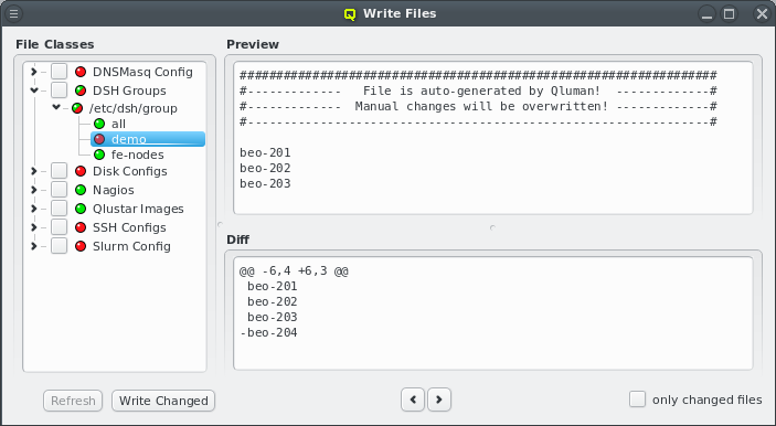 Displaying the diff of pending changes.