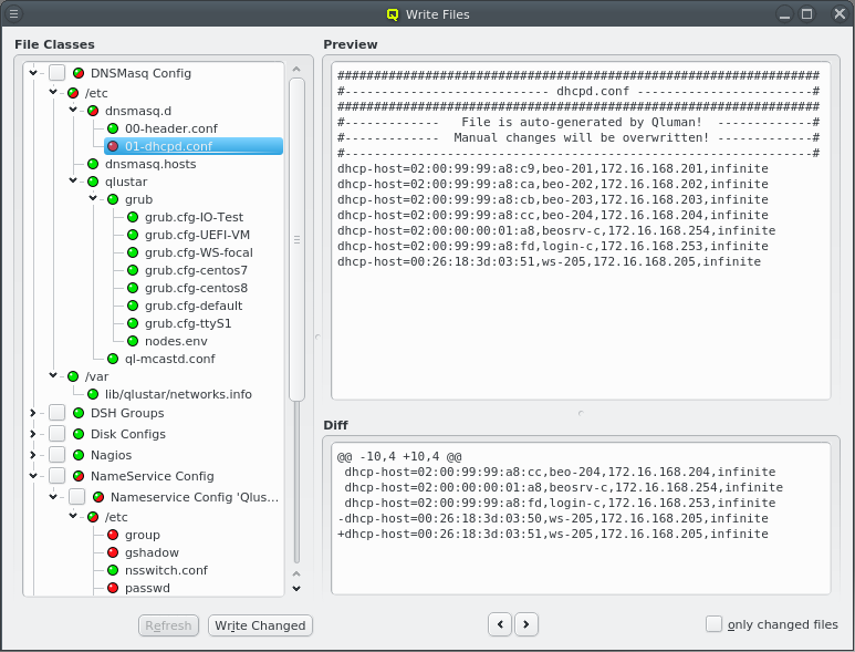The Write Files Preview dialog