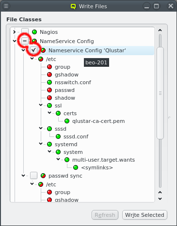 Selecting files to write.